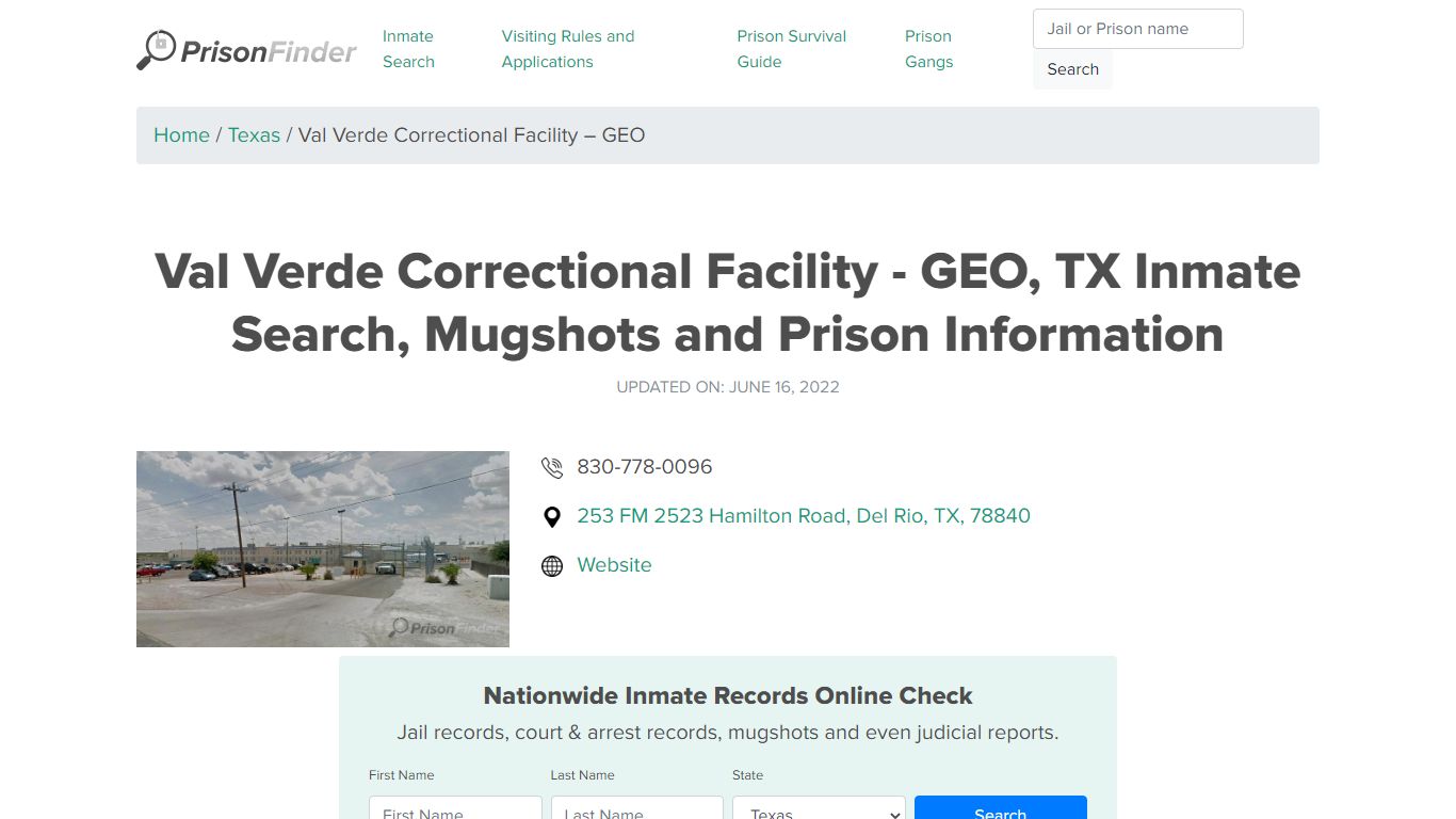 Val Verde Correctional Facility - GEO Inmate Search ...